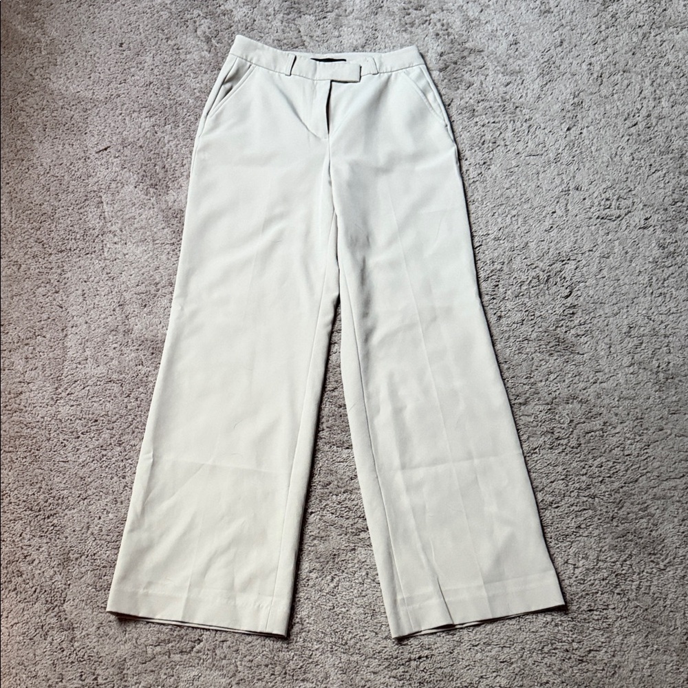 White House Black Market Cream Wide Leg Pants